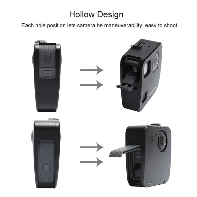 PULUZ GoPro Fusion용 하우징 쉘 CNC 알루미늄 합금 보호 케이지 기본 마운트 및 렌즈 캡 포함, GoPro Fusion용
