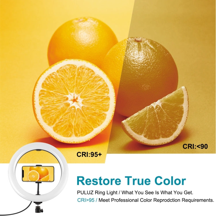 PULUZ 10.2인치 26cm 곡면 USB RGBW 조광 가능한 LED 링 브이로깅 사진 영상 조명, 삼각대 볼 헤드 및 리모컨, 휴대폰 클램프 포함, 10.2인치 RGBW
