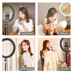 PULUZ 11.8인치 30cm USB 3 모드 조광 가능한 듀얼 색온도 LED 곡면 확산 링 브이로깅 셀피 사진 영상 조명, 휴대폰 클램프 포함, 11.8인치