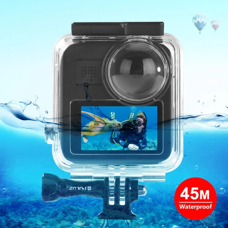 GoPro MAX용 PULUZ 45m 방수 하우징 다이빙 케이스, 버클 기본 마운트 및 나사 포함, 방수 케이스