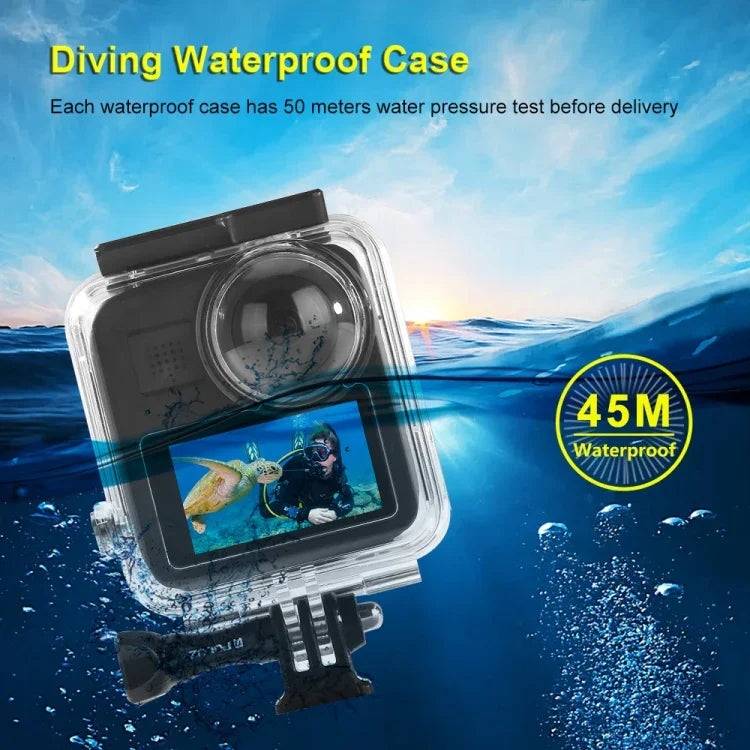 GoPro MAX용 PULUZ 45m 방수 하우징 다이빙 케이스, 버클 기본 마운트 및 나사 포함, 방수 케이스