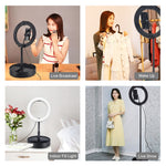 PULUZ 10.2인치 26cm USB 3 모드 조광 듀얼 색온도 LED 곡면 링 브이로깅 셀피 사진 영상 조명, 블루투스 리모컨 셔터 & 접이식 데스크탑 홀더 & 휴대폰 클램프 포함