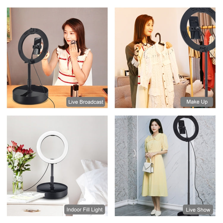 PULUZ 10.2인치 26cm USB 3 모드 조광 듀얼 색온도 LED 곡면 링 브이로깅 셀피 사진 영상 조명, 블루투스 리모컨 셔터 & 접이식 데스크탑 홀더 & 휴대폰 클램프 포함