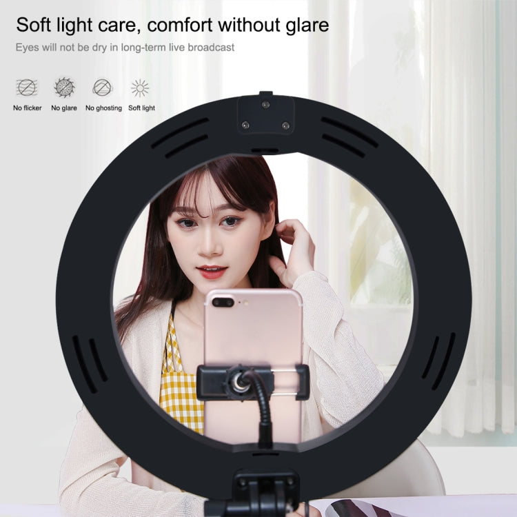 PULUZ 10.2인치 26cm USB 3 모드 조광 듀얼 색온도 LED 곡면 링 브이로깅 셀피 사진 영상 조명, 블루투스 리모컨 셔터 & 접이식 데스크탑 홀더 & 휴대폰 클램프 포함