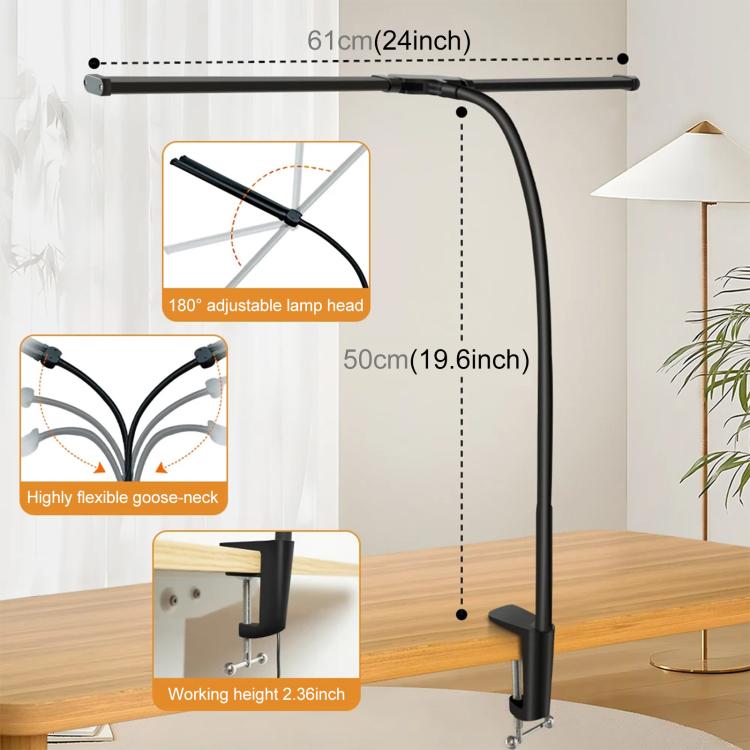 PULUZ 구즈넥 튜브 LED 보조 조명 이중 헤드 클립 데스크 램프