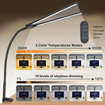 PULUZ 구즈넥 튜브 LED 보조 조명 이중 헤드 클립 데스크 램프
