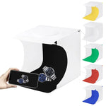 PULUZ 20cm 2개 LED 패널 포함 접이식 휴대용 1100LM 조명 사진 조명 스튜디오 촬영 텐트 박스 키트 6가지 배경색(블랙, 화이트, 옐로우, 레드, 그린, 블루), 펼친 크기: 24cm x 23cm x 23cm, 20cm(2 LED/RU), 20cm(2 LED)