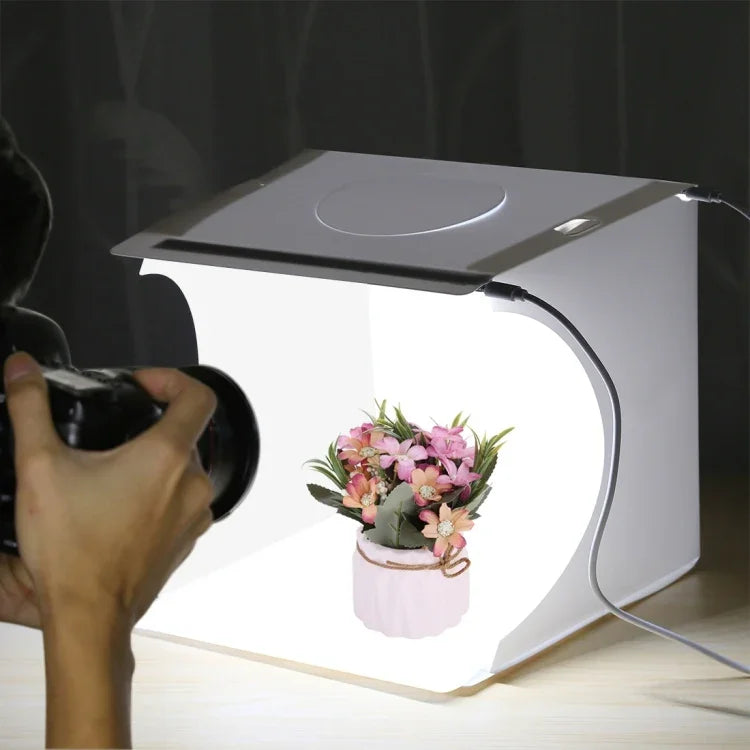 PULUZ 20cm 2개 LED 패널 포함 접이식 휴대용 1100LM 조명 사진 조명 스튜디오 촬영 텐트 박스 키트 6가지 배경색(블랙, 화이트, 옐로우, 레드, 그린, 블루), 펼친 크기: 24cm x 23cm x 23cm, 20cm(2 LED/RU), 20cm(2 LED)