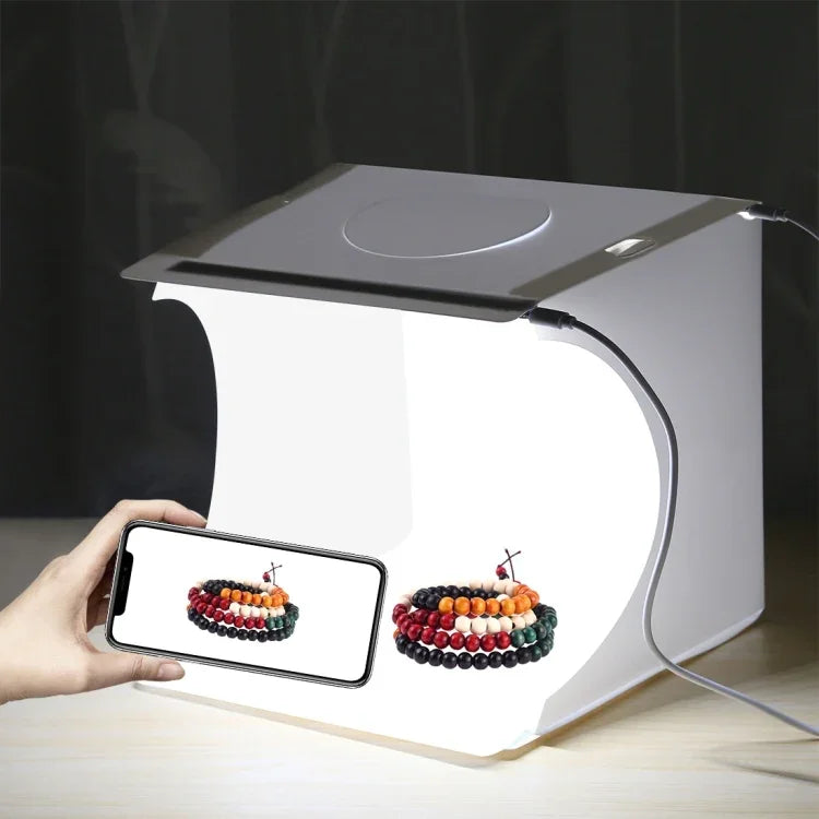 PULUZ 20cm 2개 LED 패널 포함 접이식 휴대용 1100LM 조명 사진 조명 스튜디오 촬영 텐트 박스 키트 6가지 배경색(블랙, 화이트, 옐로우, 레드, 그린, 블루), 펼친 크기: 24cm x 23cm x 23cm, 20cm(2 LED/RU), 20cm(2 LED)