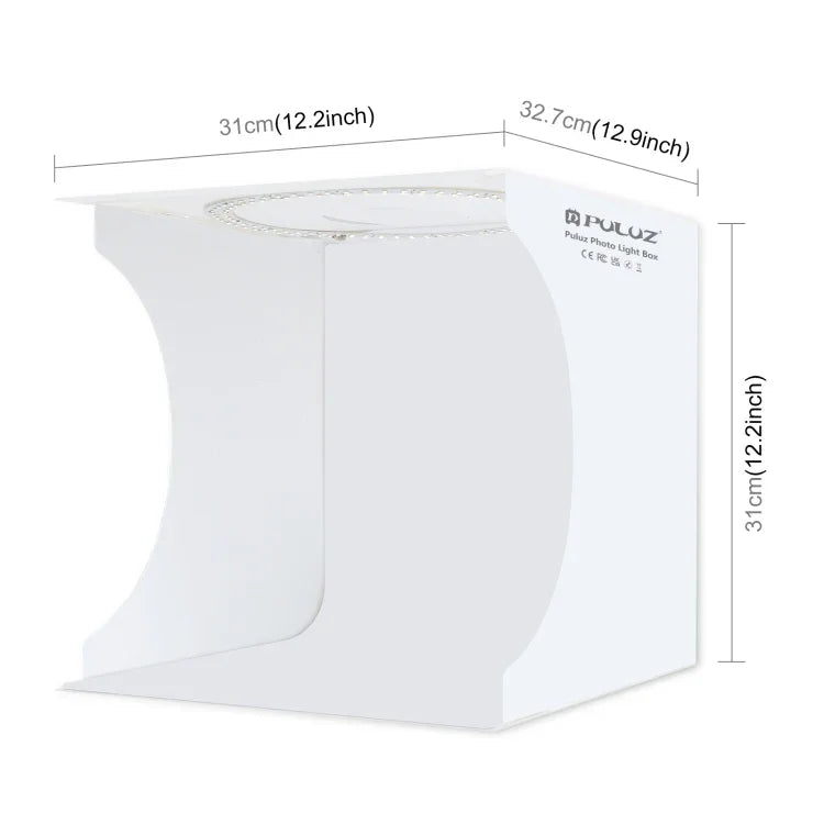 PULUZ 30cm 접이식 휴대용 링 라이트 보드 사진 조명 스튜디오 촬영 텐트 박스 키트 6가지 배경 포함 (블랙, 화이트, 옐로우, 레드, 그린, 블루), 펼친 크기: 31cm x 31cm x 32cm, 30cm 박스