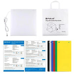 PULUZ 30cm 접이식 휴대용 링 라이트 보드 사진 조명 스튜디오 촬영 텐트 박스 키트 6가지 배경 포함 (블랙, 화이트, 옐로우, 레드, 그린, 블루), 펼친 크기: 31cm x 31cm x 32cm, 30cm 박스