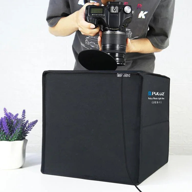 PULUZ 30cm 접이식 링 라이트 사진 조명 스튜디오 촬영 텐트 박스 키트 6가지 배경색 포함 검정 / 흰색 / 주황 / 빨강 / 초록 / 파랑, 30cm 박스 검정