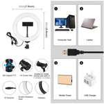 PULUZ 7.9인치 20cm USB RGB 조광 LED 듀얼 색온도 LED 곡면 링 브이로깅 셀피 사진 영상 조명, 휴대폰 클램프 포함, 7.9인치 RGBW