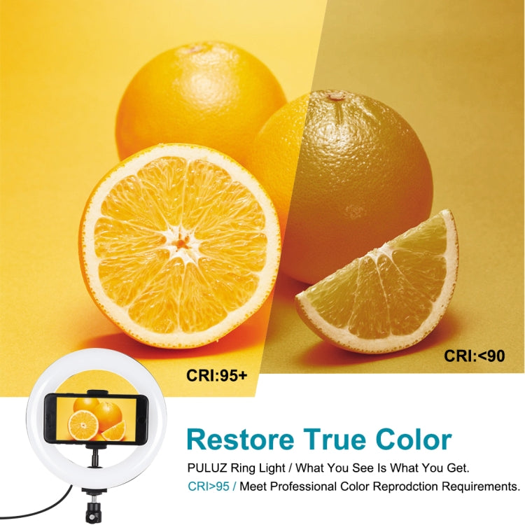 PULUZ 7.9인치 20cm USB RGB 조광 LED 듀얼 색온도 LED 곡면 링 브이로깅 셀피 사진 영상 조명, 휴대폰 클램프 포함, 7.9인치 RGBW
