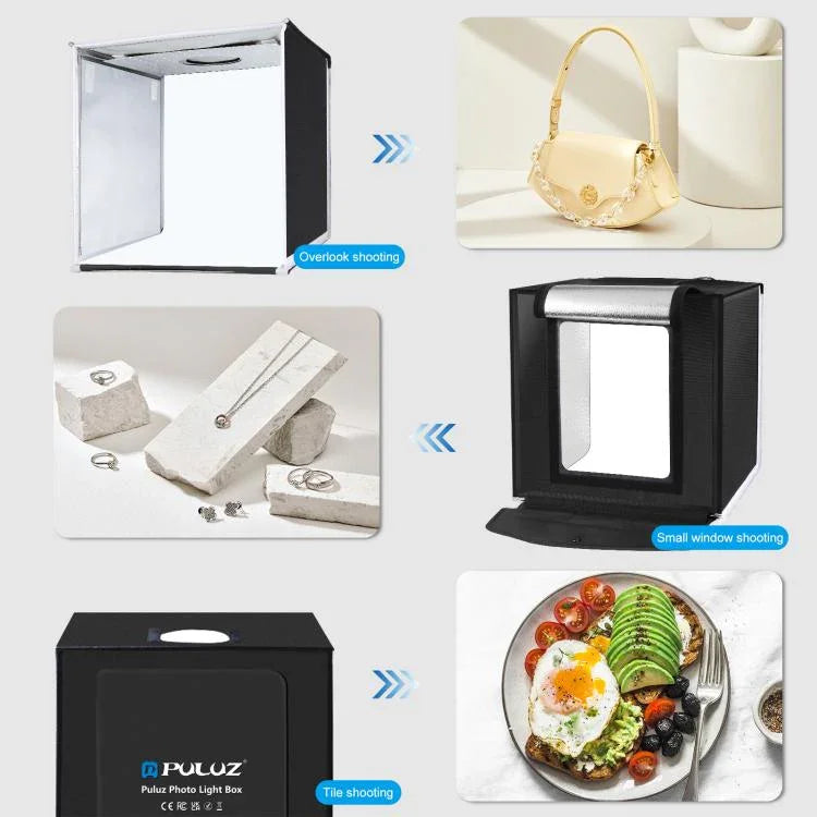PULUZ 40cm 접이식 휴대용 백색 조명 조광 가능 사진 조명 스튜디오 촬영 텐트 박스 키트 6가지 배경색(검정, 주황, 흰색, 빨강, 초록, 파랑), 40cm 박스(미국), 40cm 박스(영국), 40cm 박스(유럽), 40cm 박스(호주)