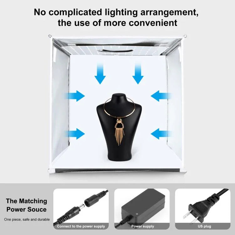 PULUZ 40cm 접이식 휴대용 백색 조명 조광 가능 사진 조명 스튜디오 촬영 텐트 박스 키트 6가지 배경색(검정, 주황, 흰색, 빨강, 초록, 파랑), 40cm 박스(미국), 40cm 박스(영국), 40cm 박스(유럽), 40cm 박스(호주)