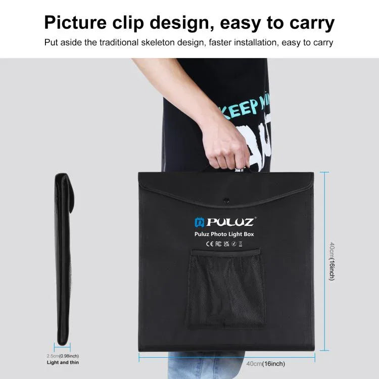 PULUZ 40cm 접이식 휴대용 백색 조명 조광 가능 사진 조명 스튜디오 촬영 텐트 박스 키트 6가지 배경색(검정, 주황, 흰색, 빨강, 초록, 파랑), 40cm 박스(미국), 40cm 박스(영국), 40cm 박스(유럽), 40cm 박스(호주)