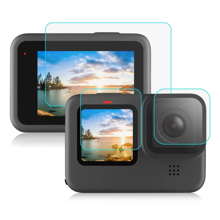 PULUZ GoPro HERO12 Black /11 Black /10 Black /9 Black 렌즈 + LCD 디스플레이 9H 2.5D 강화유리 필름, GoPro HERO9 Black용