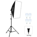 PULUZ 50x70cm 스튜디오 소프트박스 + 2m 삼각대 마운트 + 4개 220V E27 20W 5700K 백색 LED 전구 사진 조명 키트, 4개 전구 EU 플러그, 4개 전구 US 플러그