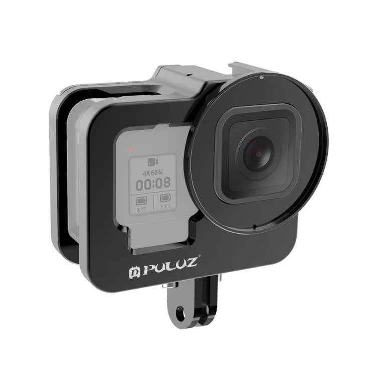 GoPro HERO13 Black /12 Black /11 Black /10 Black /9 Black용 PULUZ 두꺼운 하우징 쉘 CNC 알루미늄 합금 보호 케이지 보험 프레임 및 52mm UV 렌즈 포함, GoPro HERO9 Black 두꺼운용