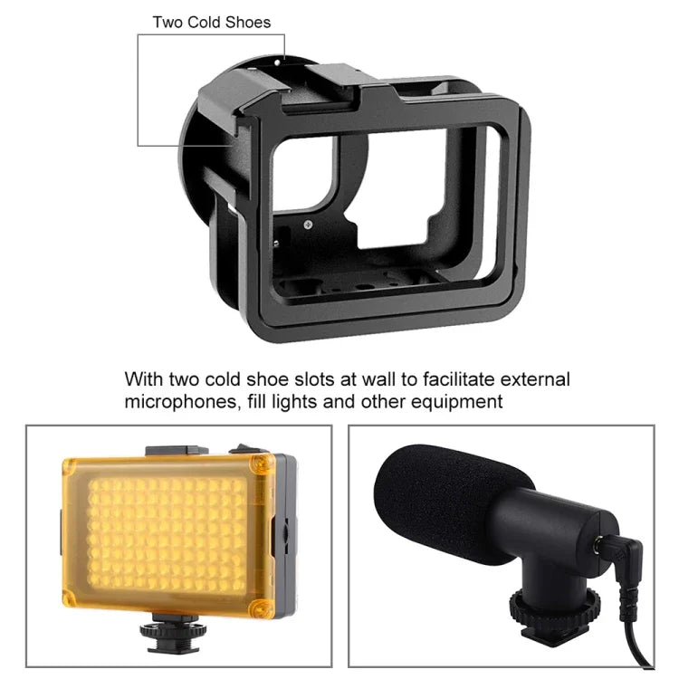 GoPro HERO13 Black /12 Black /11 Black /10 Black /9 Black용 PULUZ 두꺼운 하우징 쉘 CNC 알루미늄 합금 보호 케이지 보험 프레임 및 52mm UV 렌즈 포함, GoPro HERO9 Black 두꺼운용