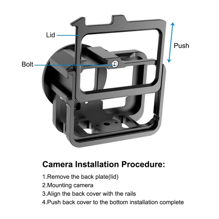 GoPro HERO13 Black /12 Black /11 Black /10 Black /9 Black용 PULUZ 두꺼운 하우징 쉘 CNC 알루미늄 합금 보호 케이지 보험 프레임 및 52mm UV 렌즈 포함, GoPro HERO9 Black 두꺼운용