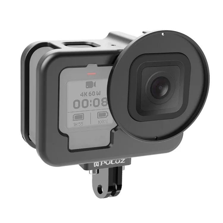 GoPro HERO13 Black /12 Black /11 Black /10 Black /9 Black용 PULUZ 얇은 하우징 쉘 CNC 알루미늄 합금 보호 케이지 보험 프레임 및 52mm UV 렌즈 포함, GoPro HERO9 Black 얇은용