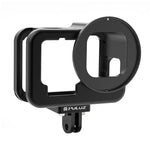 GoPro HERO13 Black /12 Black /11 Black /10 Black /9 Black용 PULUZ 얇은 하우징 쉘 CNC 알루미늄 합금 보호 케이지 보험 프레임 및 52mm UV 렌즈 포함, GoPro HERO9 Black 얇은용