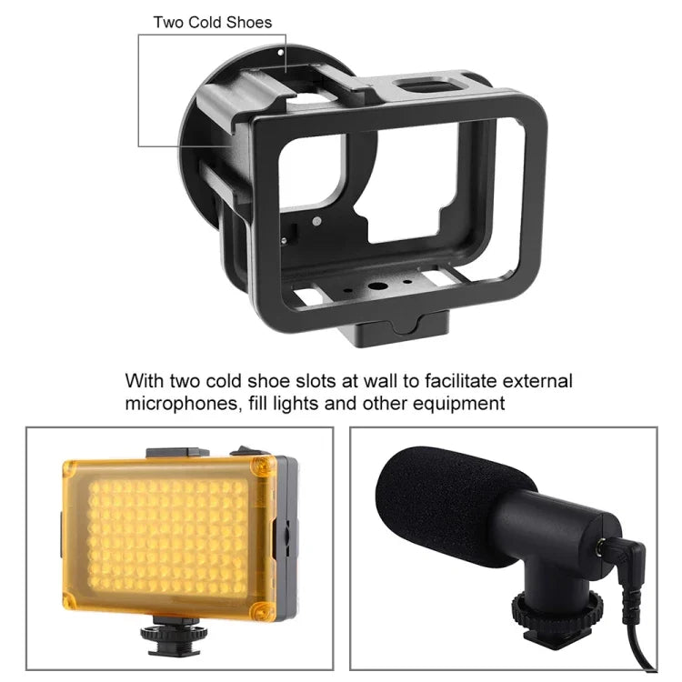 GoPro HERO13 Black /12 Black /11 Black /10 Black /9 Black용 PULUZ 얇은 하우징 쉘 CNC 알루미늄 합금 보호 케이지 보험 프레임 및 52mm UV 렌즈 포함, GoPro HERO9 Black 얇은용