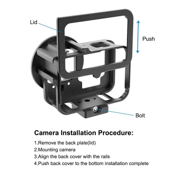 GoPro HERO13 Black /12 Black /11 Black /10 Black /9 Black용 PULUZ 얇은 하우징 쉘 CNC 알루미늄 합금 보호 케이지 보험 프레임 및 52mm UV 렌즈 포함, GoPro HERO9 Black 얇은용