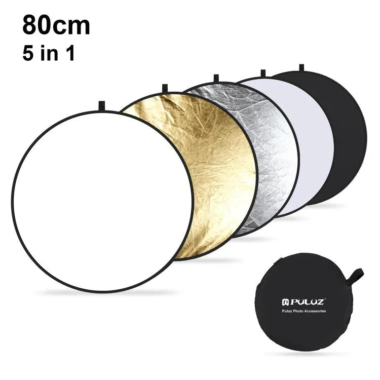 PULUZ 80cm 5-in-1 (실버 / 반투명 / 골드 / 화이트 / 블랙) 접이식 사진 스튜디오 반사판, 80cm 반사판