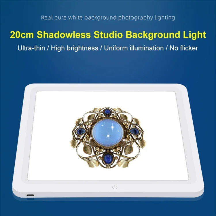 PULUZ 20cm LED 그림자 없는 조명 패드 사진 스튜디오 박스용, 20cm 그림자 없는 조명