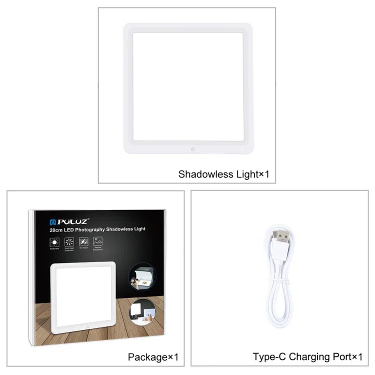 PULUZ 20cm LED 그림자 없는 조명 패드 사진 스튜디오 박스용, 20cm 그림자 없는 조명