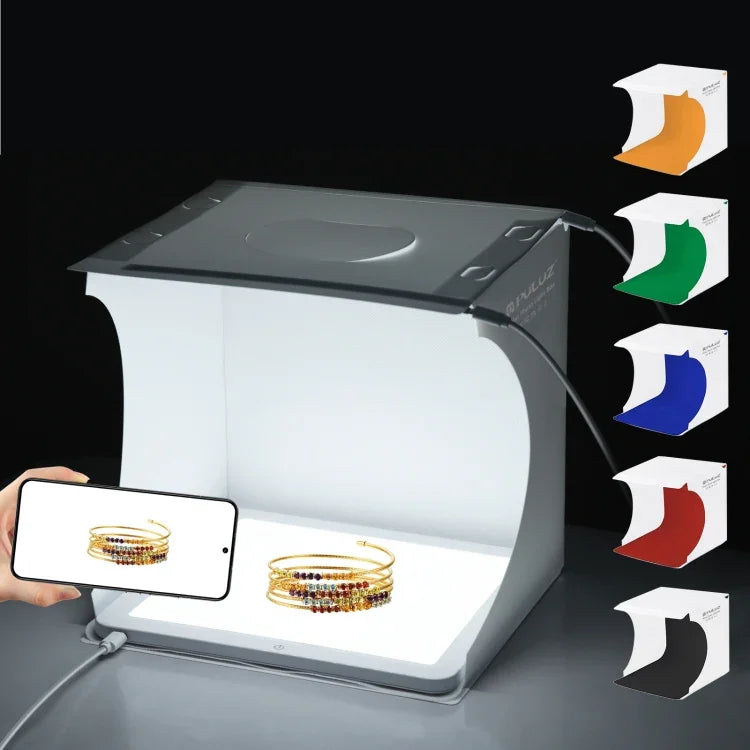 PULUZ 미니 LED 사진 그림자 없는 조명 램프 패널 + 스튜디오 촬영 텐트 박스, 아크릴 소재, 20cm x 20cm 유효 면적, 20cm(2 LED) + 그림자 없는 조명