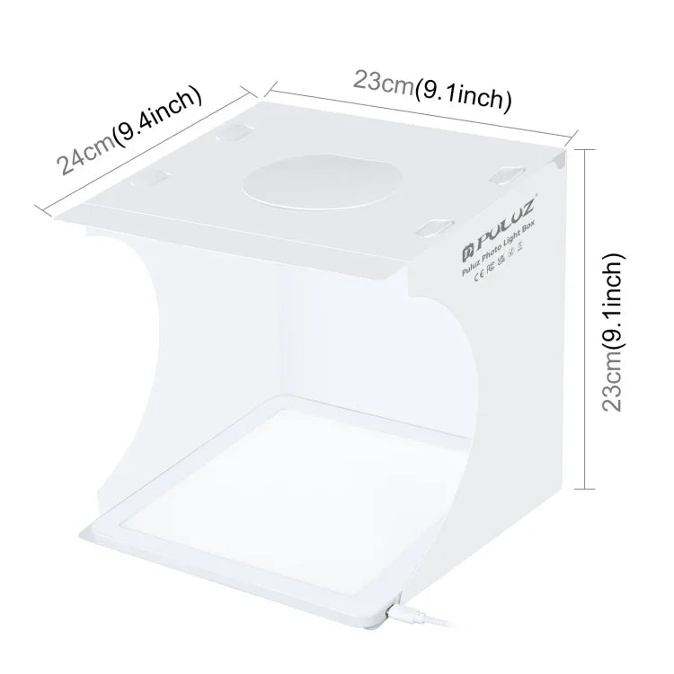 PULUZ 미니 LED 사진 그림자 없는 조명 램프 패널 + 스튜디오 촬영 텐트 박스, 아크릴 소재, 20cm x 20cm 유효 면적, 20cm(2 LED) + 그림자 없는 조명