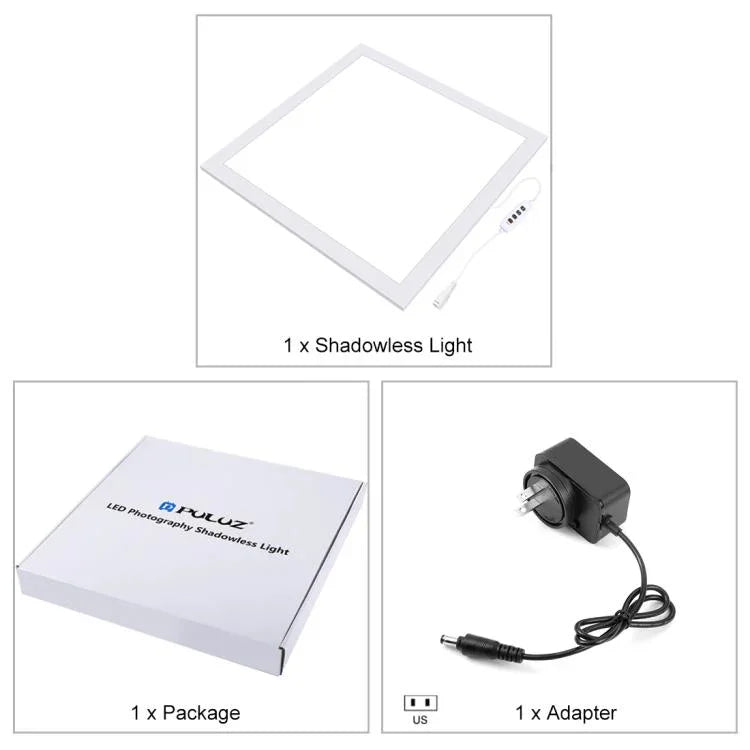 PULUZ 1000LM LED 아크릴 무극성 디밍 없는 그림자 없는 조명 패드 스위치 포함 40cm 사진 스튜디오 박스용, 라이트(US), 라이트(UK), 라이트(EU)