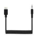 PULUZ 3.5mm TRRS 수 to 8핀 수 라이브 마이크 오디오 어댑터 스프링 코일 케이블 아이폰용, 케이블 길이 100cm, 3.5mm 수 to 8핀