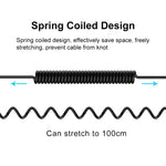 PULUZ 3.5mm TRRS 수 to 8핀 수 라이브 마이크 오디오 어댑터 스프링 코일 케이블 아이폰용, 케이블 길이 100cm, 3.5mm 수 to 8핀