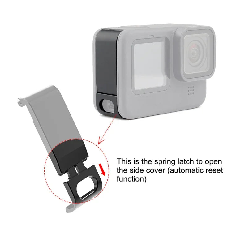 GoPro HERO13 Black /12 Black /11 Black /10 Black /9 Black용 PULUZ 금속 배터리 측면 인터페이스 커버, 금속 플라스틱 측면 커버