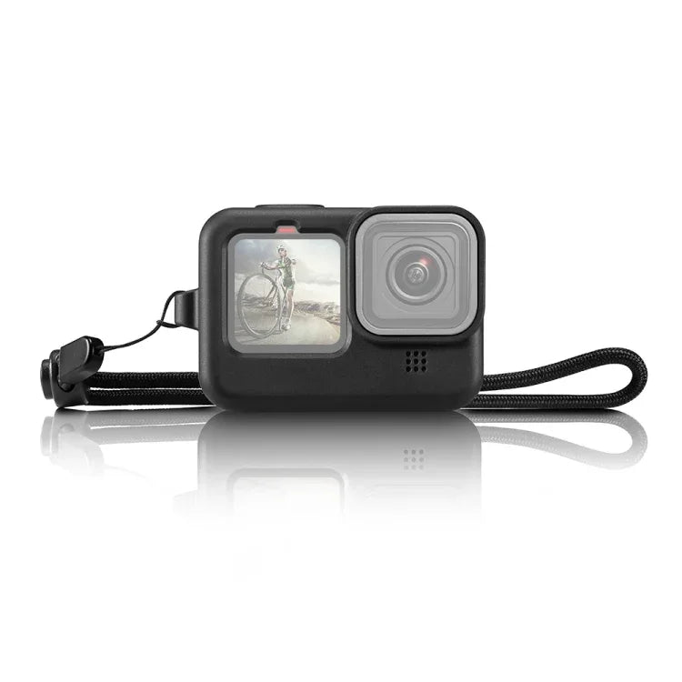 GoPro HERO12 Black /11 Black /10 Black /9 Black용 PULUZ 실리콘 보호 케이스 커버 손목 스트랩 및 렌즈 커버 포함, GoPro HERO9 Black용