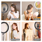 PULUZ 11.8인치 30cm 곡면 USB 10 모드 8색 RGBW 조광 LED 링 브이로깅 사진 영상 조명, 삼각대 볼 헤드 & 휴대폰 클램프 포함, 11.8인치 버튼 조절