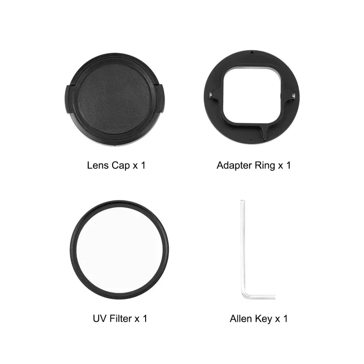 PULUZ 52mm UV 렌즈 필터 GoPro HERO12 Black /11 Black Mini /11 Black /10 Black /9 Black용, 어댑터 링 포함, UV 필터
