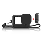 GoPro HERO12 Black /11 Black /10 Black /9 Black용 PULUZ 실리콘 보호 케이스 + POM 측면 인터페이스 커버 손목 스트랩 & 렌즈 커버 포함, GoPro HERO12 Black 실리콘 케이스 + 측면 커버용