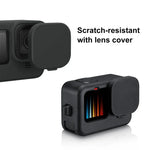 GoPro HERO12 Black /11 Black /10 Black /9 Black용 PULUZ 실리콘 보호 케이스 + POM 측면 인터페이스 커버 손목 스트랩 & 렌즈 커버 포함, GoPro HERO12 Black 실리콘 케이스 + 측면 커버용