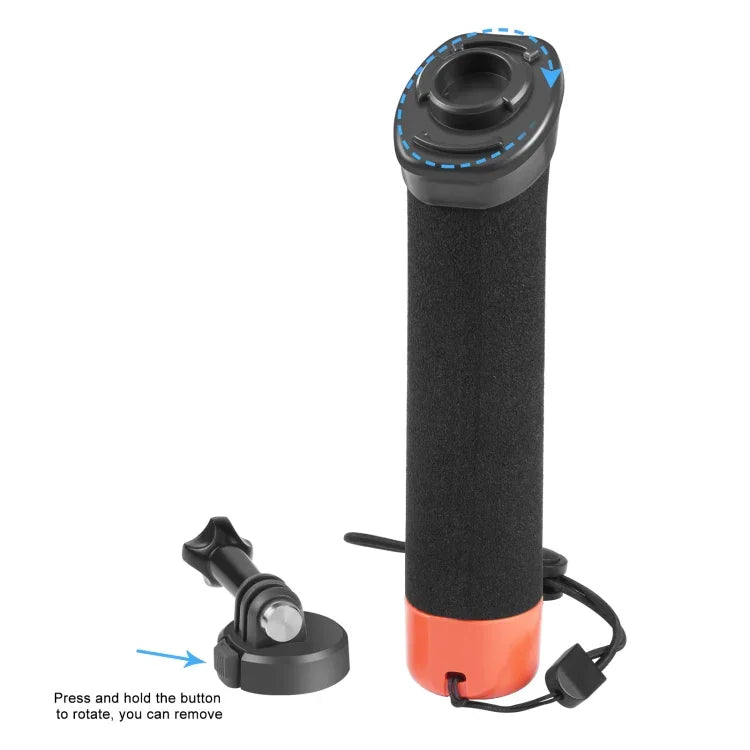 PULUZ 고프로, 인스타360, DJI 및 기타 액션 카메라용 스트랩 및 퀵 릴리스 베이스가 있는 부력 폼 핸드 그립, 폼 부력 핸드 그립