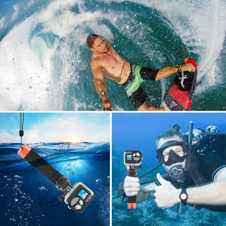 PULUZ 고프로, 인스타360, DJI 및 기타 액션 카메라용 스트랩 및 퀵 릴리스 베이스가 있는 부력 폼 핸드 그립, 폼 부력 핸드 그립