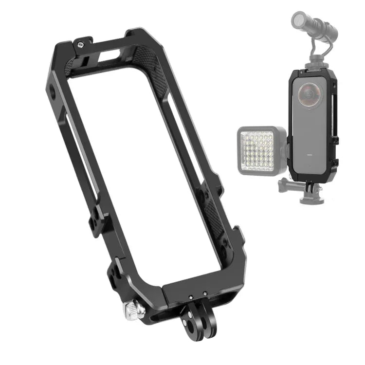 PULUZ Insta360 ONE X2용 콜드 슈 마운트 및 자석 접이식 삼각대 어댑터가 포함된 보호 케이지 리그 하우징 프레임, Insta360 ONE X2용 케이지