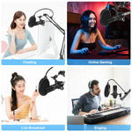 PULUZ 스튜디오 방송 전문 노래 마이크 키트 서스펜션 가위형 암 & 금속 쇼크 마운트 & USB 사운드 카드 포함, 마이크 키트 (블랙), 마이크 키트 (골드), 마이크 키트 (실버)