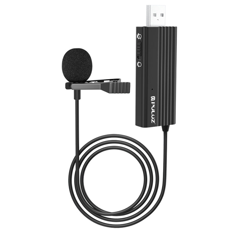 PULUZ USB 클립형 유선 라펠 마이크 녹음용 라발리에 조용한 콘덴서 마이크, 1.2m USB