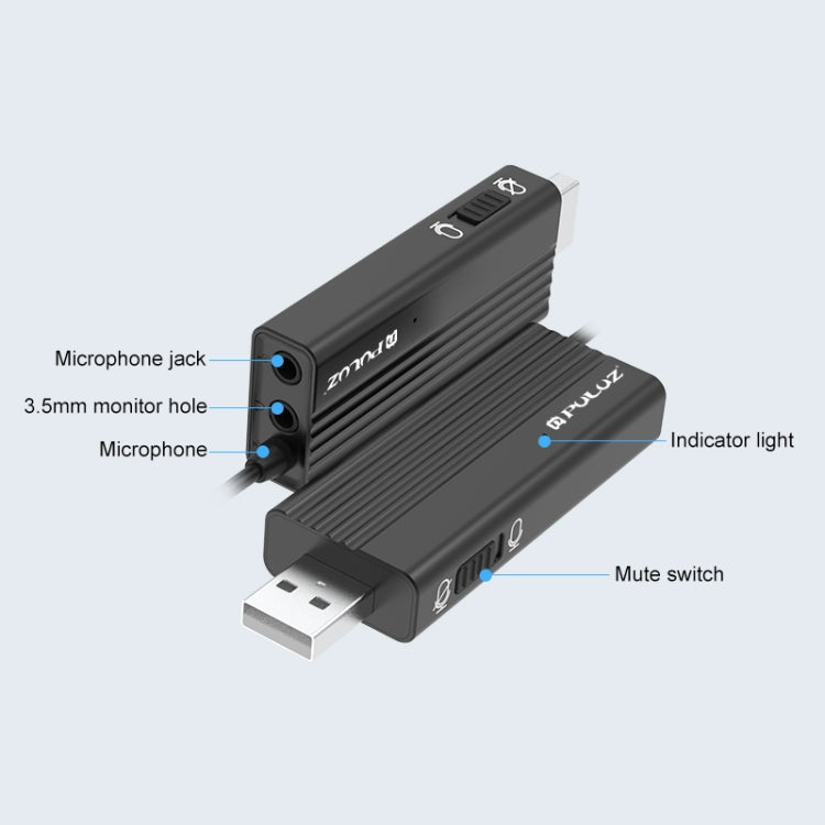 PULUZ USB 클립형 유선 라펠 마이크 녹음용 라발리에 조용한 콘덴서 마이크, 1.2m USB